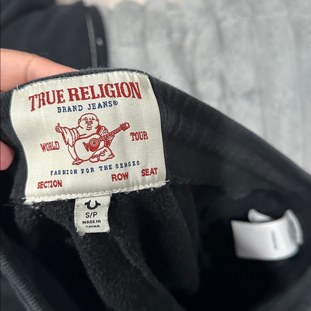 True Religion Black Hoodie & Jogger Set with Contrast Stitching - Picture 3 of 4
